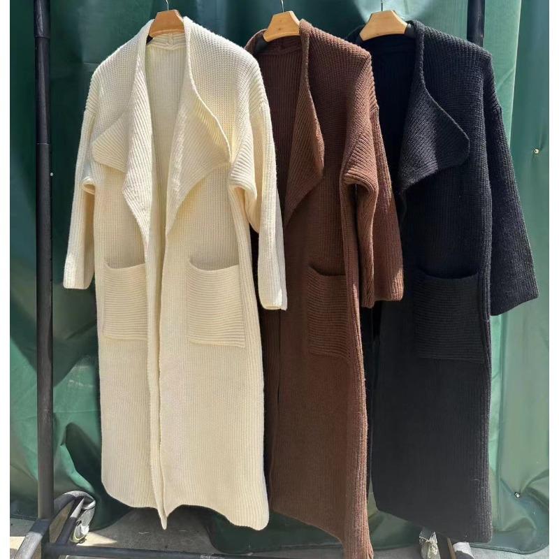 

Temperament knitted cardigan women s autumn and winter new large lapel lazy style long sweater jacket women One size