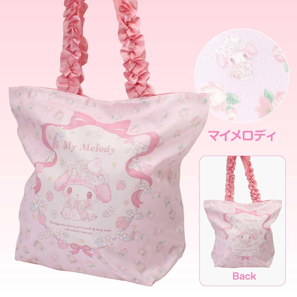 [Superb Products] Hatayama Shoji Sanrio Tote Bag with Frills, Featuring Hello Kitty, Kuromi, Cinnamoroll, and My Melody. Perfect for Commuting To