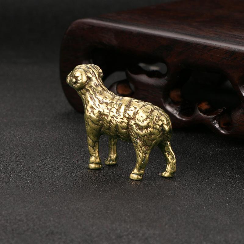 Solid Brass Small Sheep Figurines Miniatures Home Decor Desktop Ornament Tea Pet Decoration Antique Crafts Funny Children Gifts