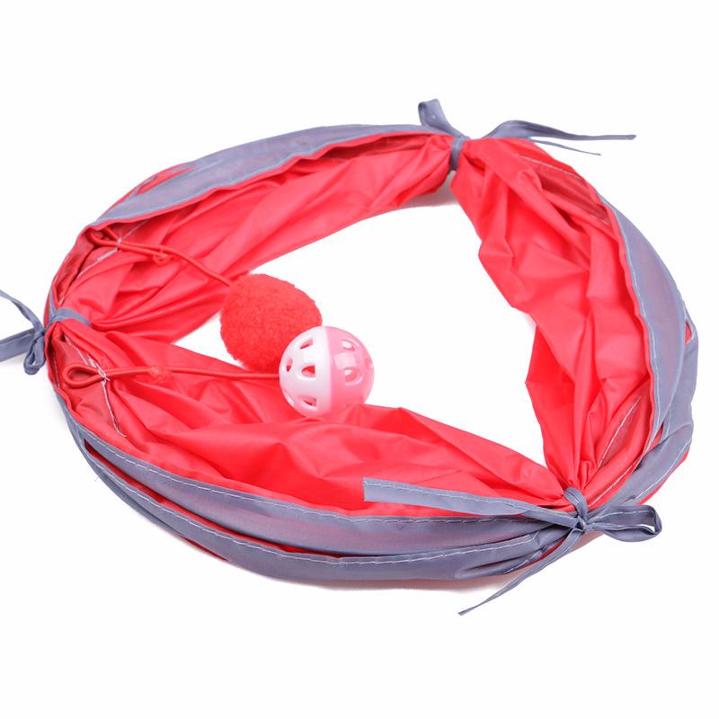 Tunel dla kota Składana prosta rurka dla zwierząt Kociak Zagraj w interaktywną zabawkę z 2 łapanymi kulkami