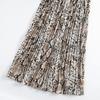 Qooth Summer Mid Length Pleated Skirt Leopard Print Chiffon Skirt Casual Elegant Women Skirts QT120