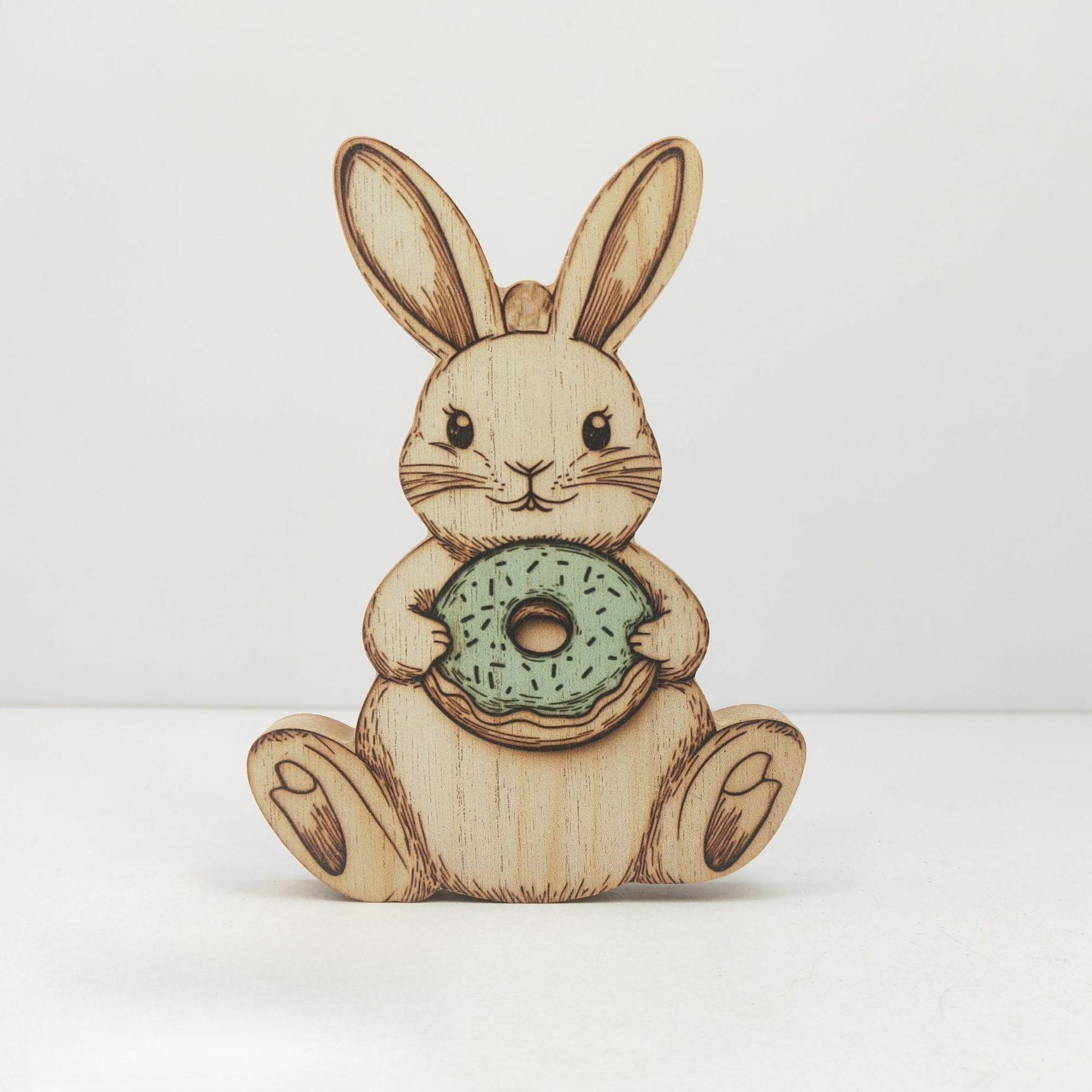 

Wooden handicrafts, rural ornaments, cute Easter rabbits, Easter party gifts