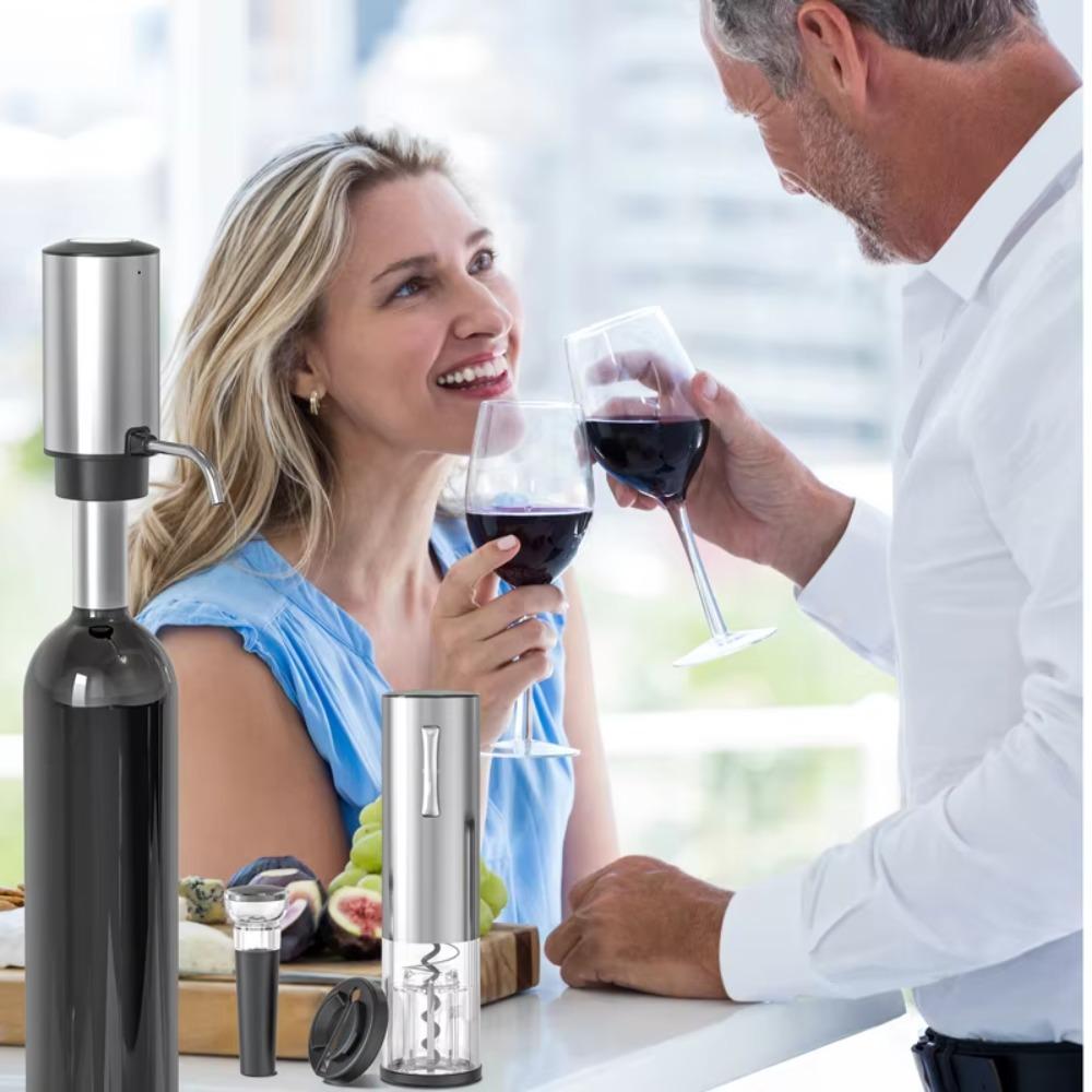 Stainless Steel Electric Decanter Set Rechargeable Wine Dispenser Wine Aerator  Wine Lover