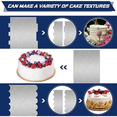 Stainless Steel Metal Cake Scraper Large Double Sided Patterned Stripe Edge Smoother Scraper Pastry Cutter