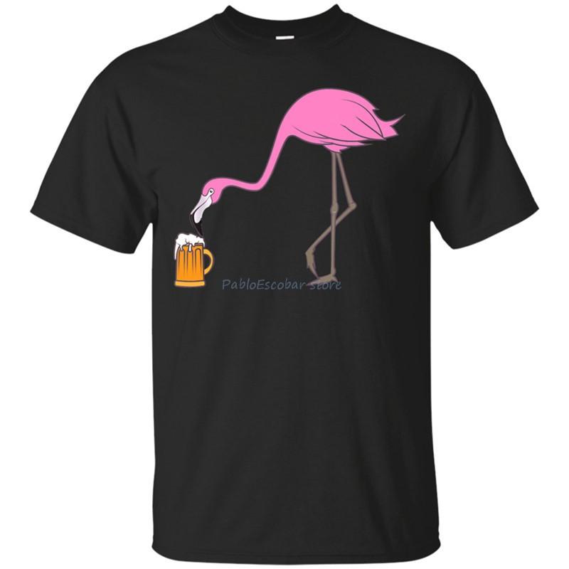 UnisexS Beer Drinking Drunk Pink Flamingo Funny Bird TShirt Size M5XL Retro O Neck Tee Shirt S