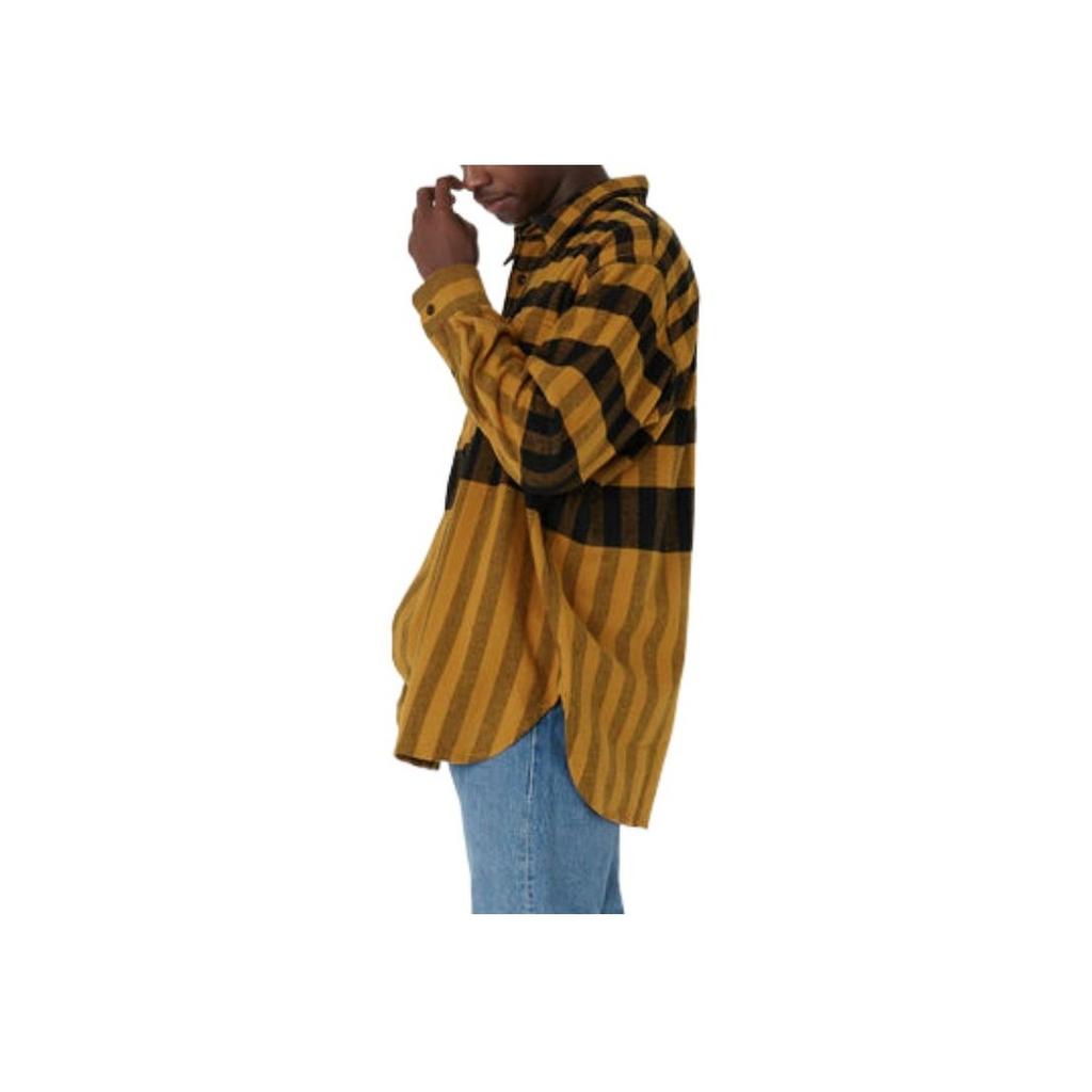 Levis Color Block Plaid Button-Down Long Sleeve Shirt Men Shirts Black Yellow A2188-0003