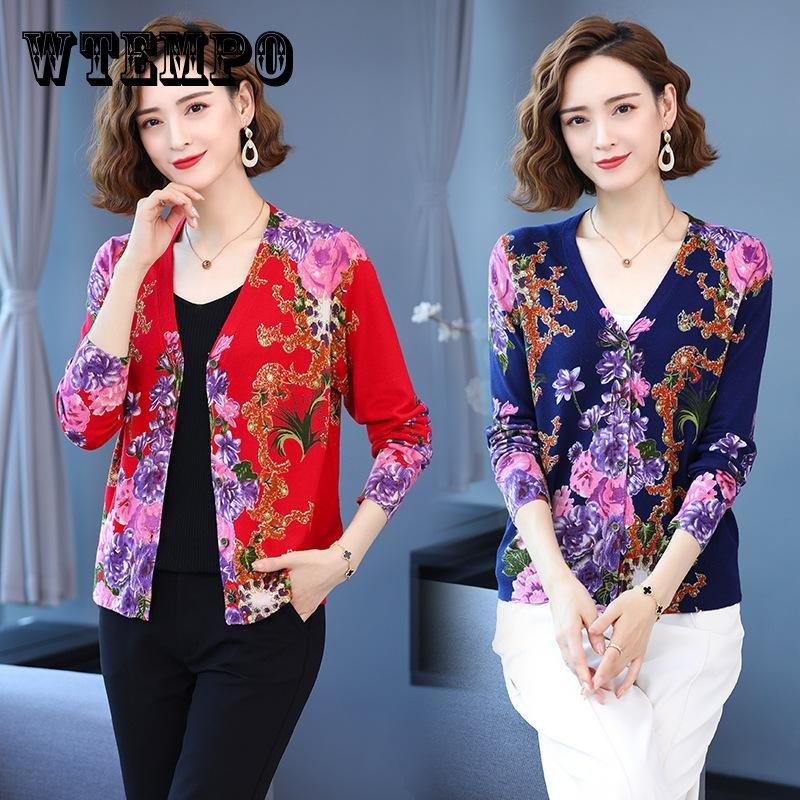 

Осенне-зимний кардиган с принтом, женский повседневный свитер больших размеров, пальто, высококачественный шерстяной свитер