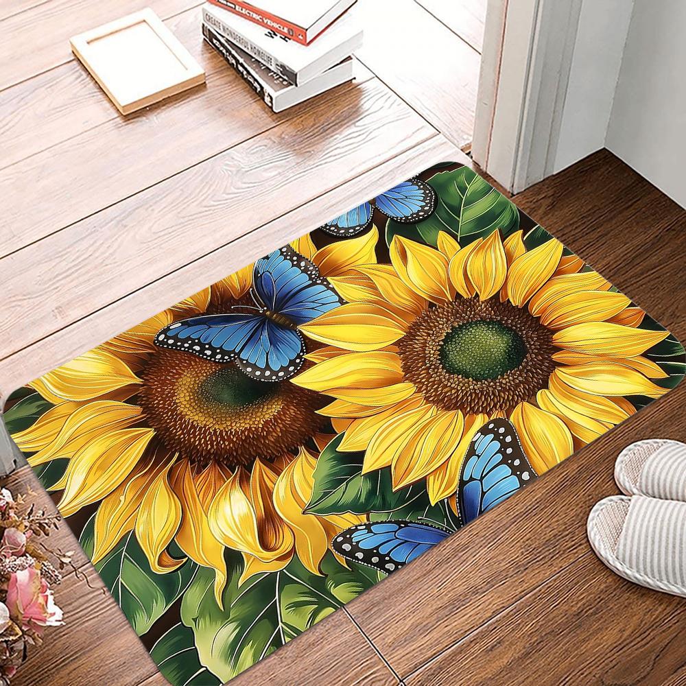Vintage Flowers Print  Doormats Non-Slip Washable Bathroom Rugs Creative Bath Rug For Bedroom Living Room Entryway Decor