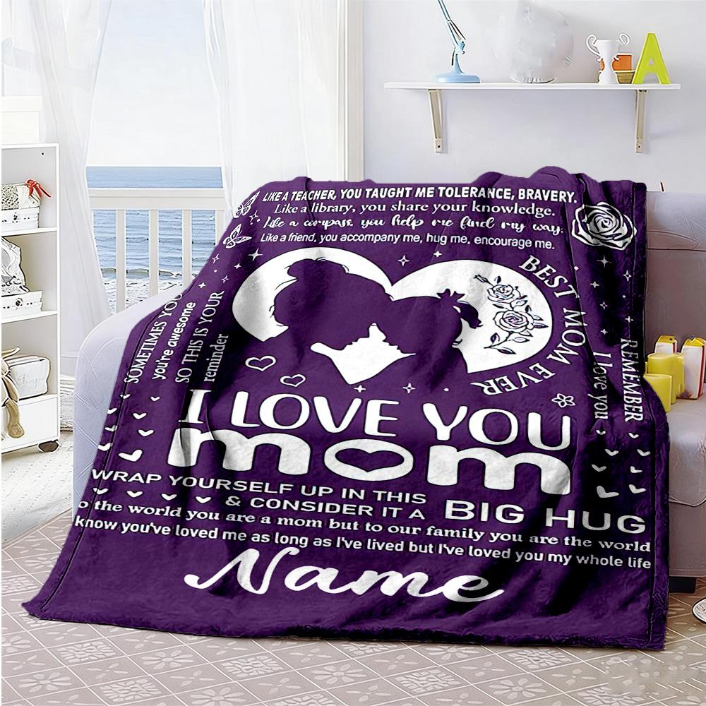Mom99 Personalized Name Blanket Throw Customizable Blanket Durable Comfort Suitable for Sofa Livingroom Couch Office Chair All-Season Use