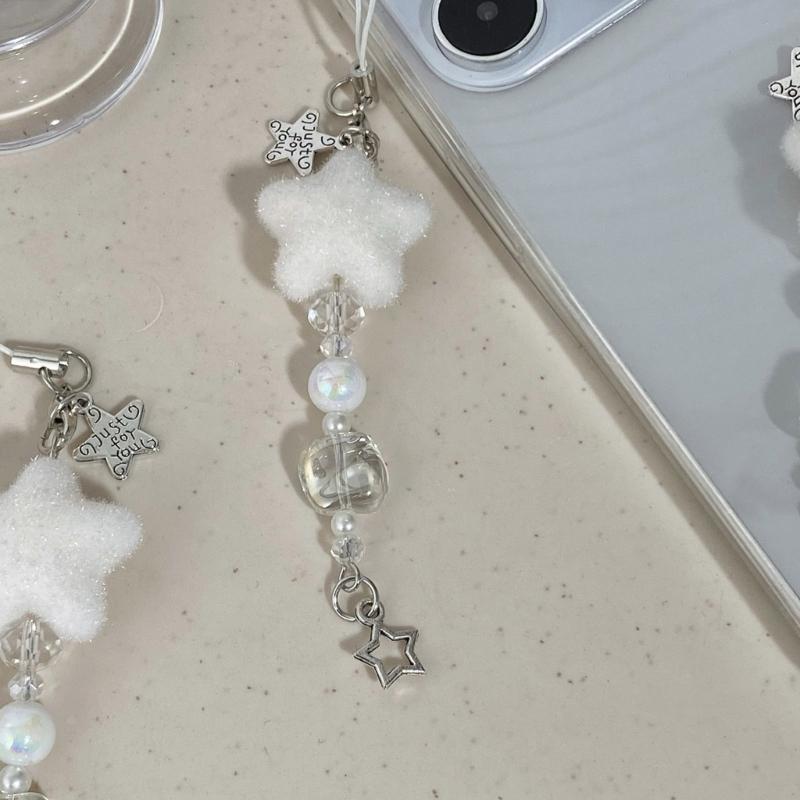Flocking Snowflake Star Phone Charm Winter Themed Phone Decoration Suitable for Youthful Women and Holiday Enthusiasts