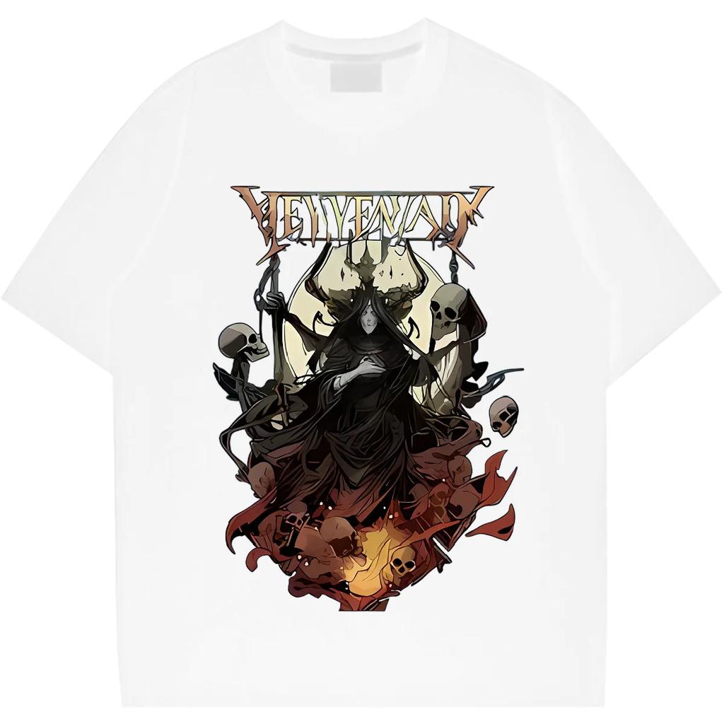 Skull T Shirt Big Size Loose Round Collar Tee Y2k Unisex Clothes Graphic Printing Streetwear T-shirt Quick-Drying Hip Hop Tees