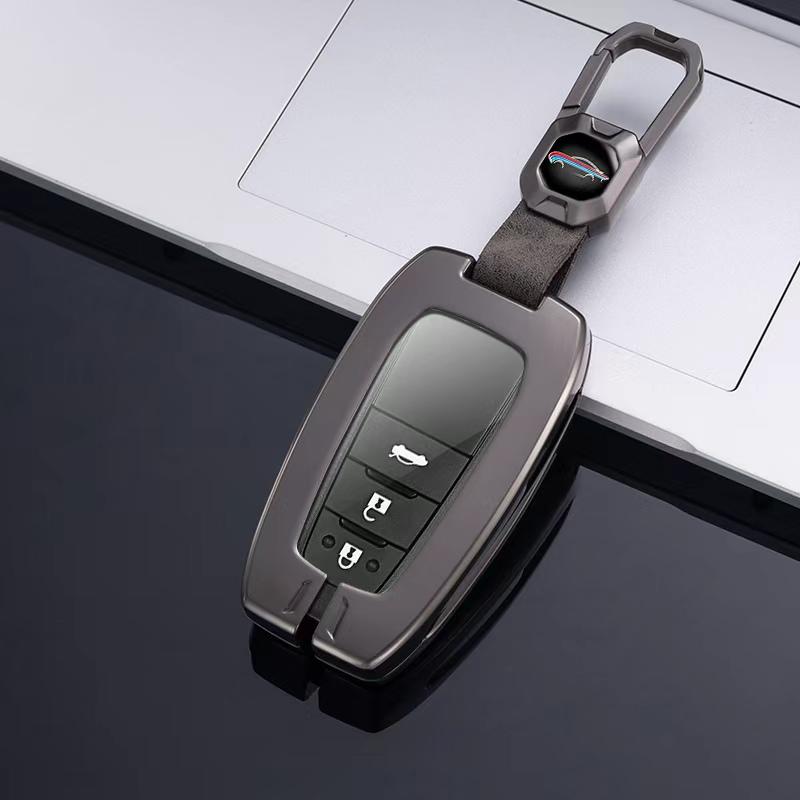 

Car Key Case Protector Metal Zinc Key Shell Cover Auto Accessories For Toyota Prius Camry Corolla C-HR CHR RAV4 Prado 2018 2022 сірий