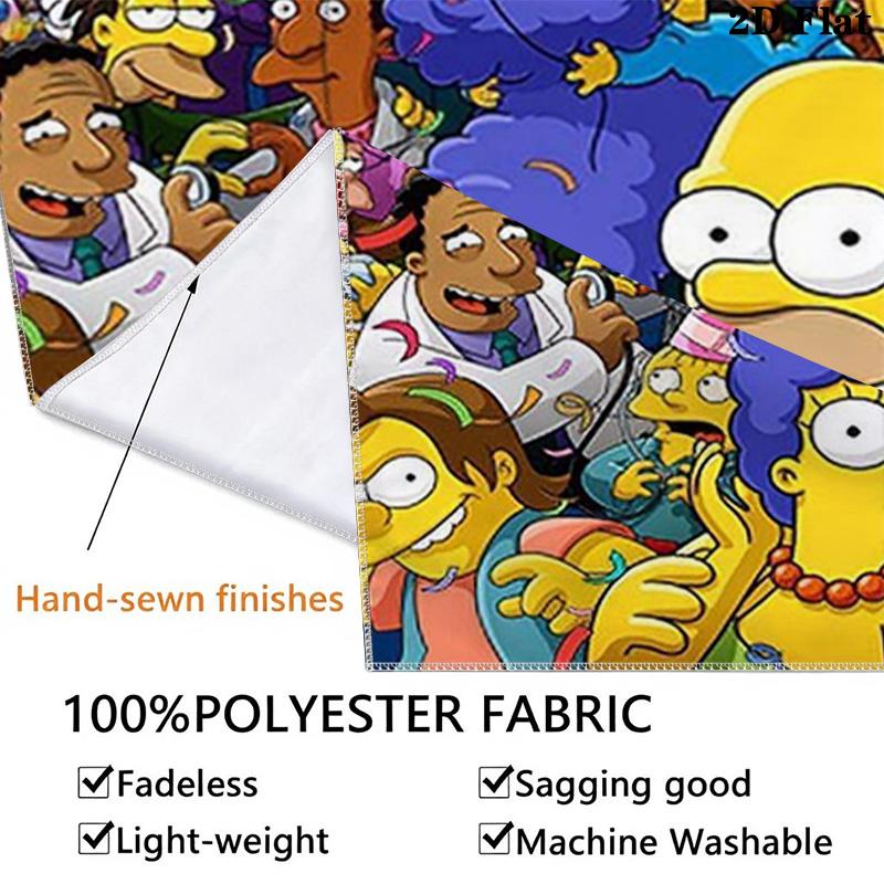 Cartoon The Simpsons Wall Tapestry Aesthetic Wall Hanging Printed Fabric Blanket Decorative Tapestries for Bedroom Living Room Home Decor