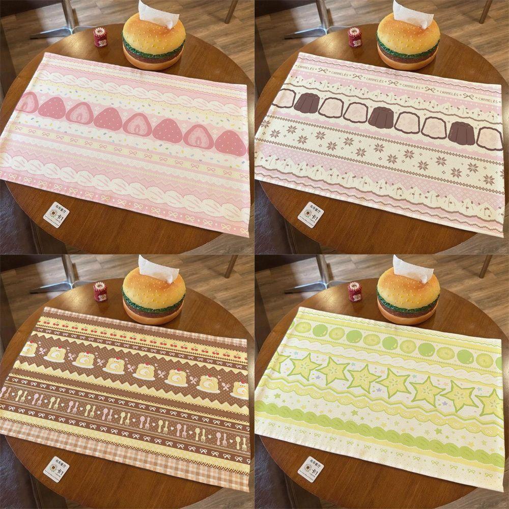 Cute Strawberry Cake Desk Pad Linen-cotton Cartoon Photo Props Non-Slip Gift Table Mat Desktop Decoration