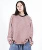 Deumakeu Stripe Loose-Fit Long Sleeve Tee - Burgundy