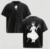 Stylish Washed Black "Alya Sometimes Hides Her Feelings In Russian" Anime Casual Cotton Short-Sleeve T-Shirt