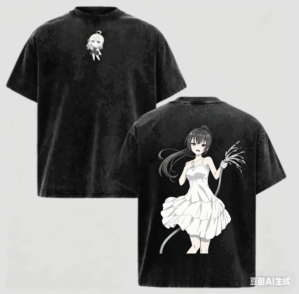 Stylish Washed Black "Alya Sometimes Hides Her Feelings In Russian" Anime Casual Cotton Short-Sleeve T-Shirt