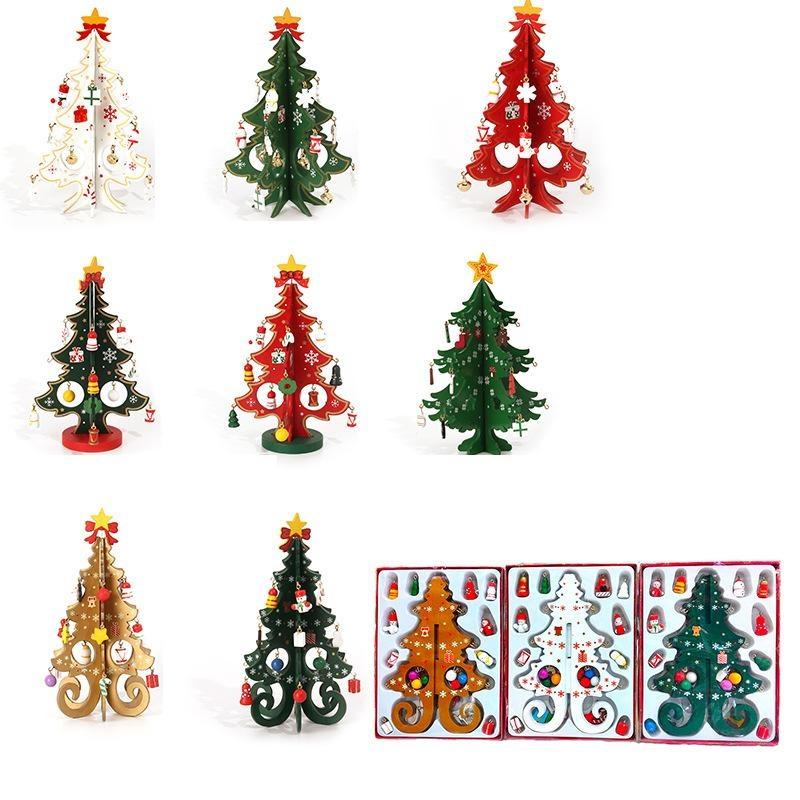 Creative Wooden Christmas Tree Window Shop Mall Desktop Display Props Ornament Holiday Gifts Decoration Ornaments