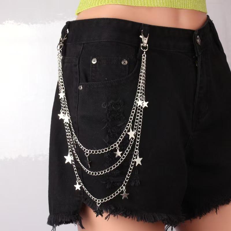 

Stylish Vintage Metal Waist Chain For Women Zipper One Size серебряный