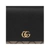 Gucci Carteira GG Marmont com Logo Duplo G design de cores combinando couro GG Supreme estilo casal unissex preto e bege