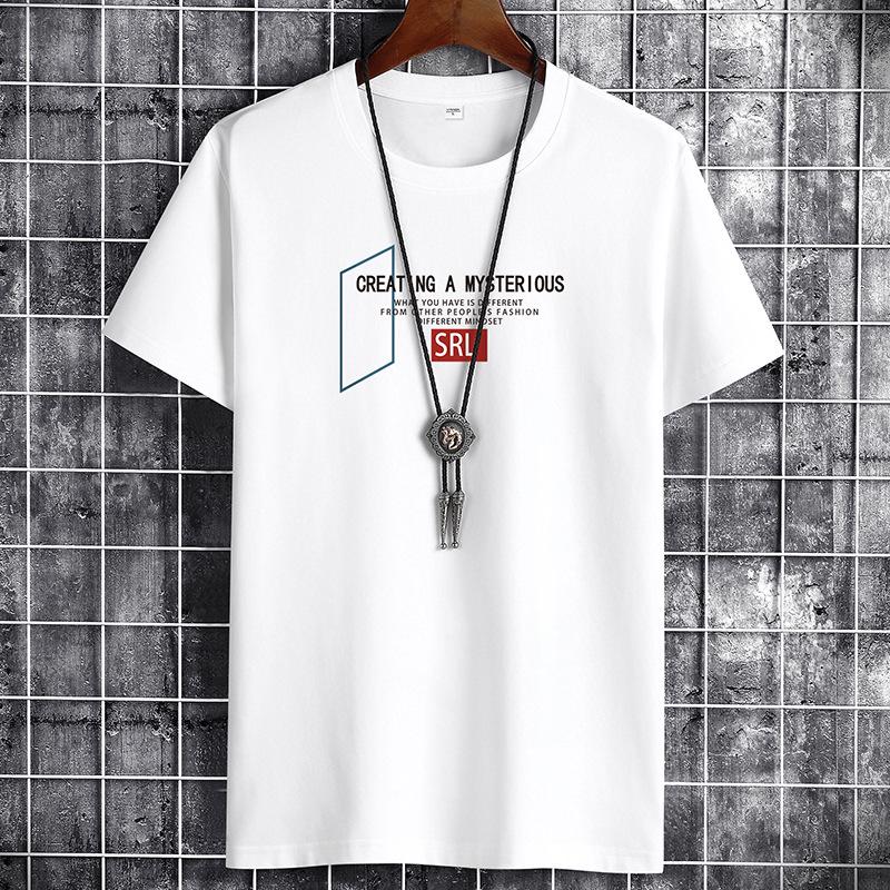 Unisex Pure Cotton Round Neck Short-Sleeve Casual T-Shirt
