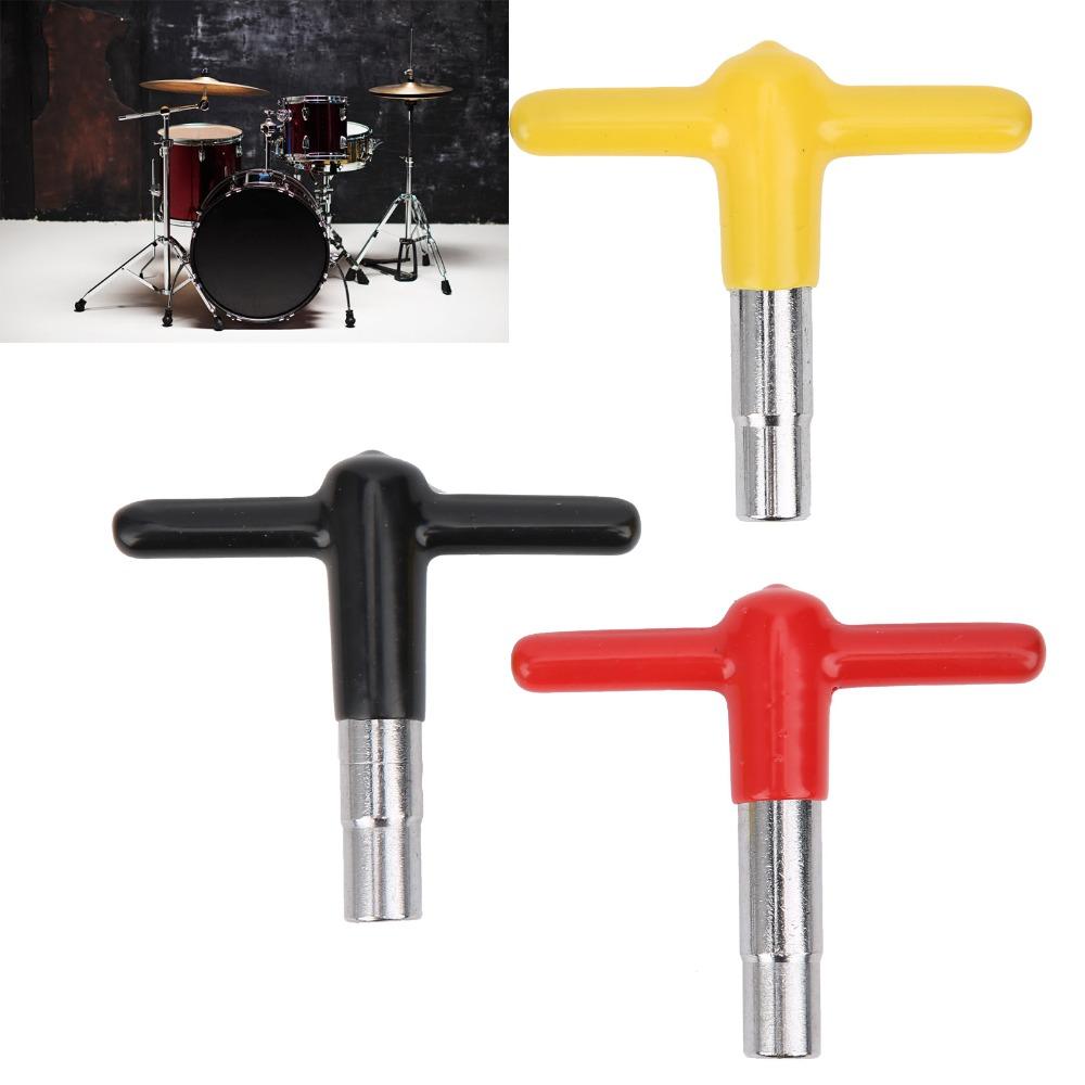 3PCS Yellow+Black+Red T Shaped Drum Key Silicone + Metal Drum Tuner Key For Percussion Drummers