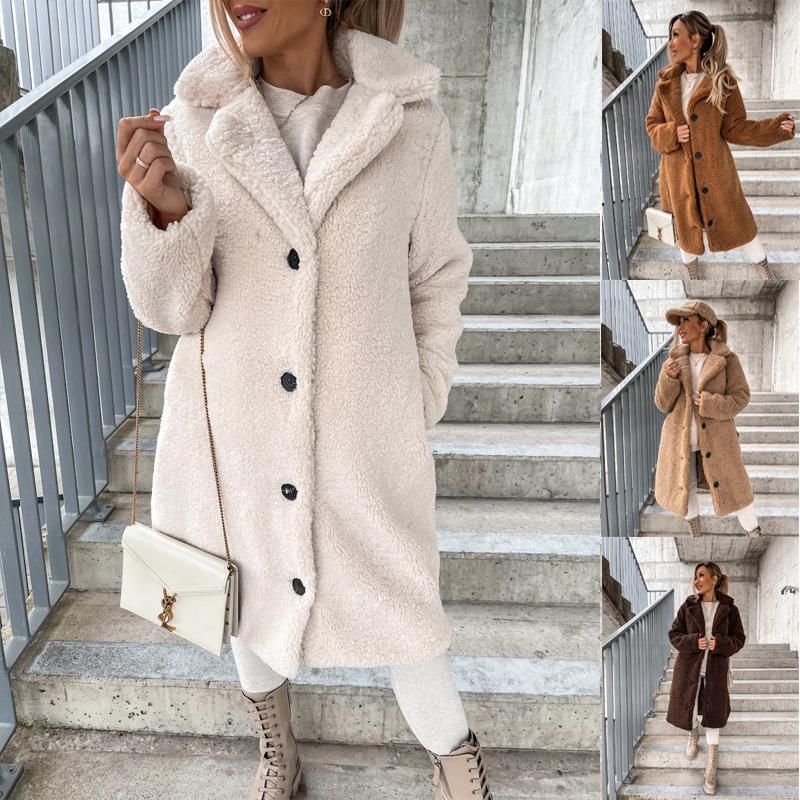 2025 Cozy Plush Women's Furry Long-Sleeved Turn-Down Collar Coat - European & American Autumn/Winter Fashion