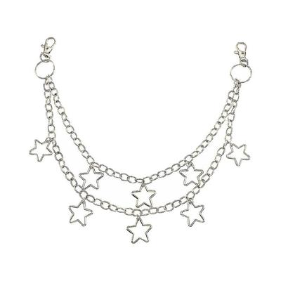 Hiphop Waist Chain with 2layer Star Tassels Waist Charm Street Pants Chain Trousers Chain Hiphop Dancing Accessories