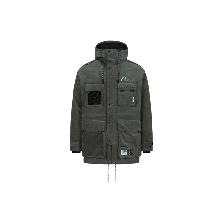 Evisu Trademark Embroidered Loose Fit Quilted Camping Jacket Men Jacket Gray 2EAGNM3JK5107RXCQ
