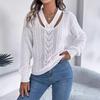 Women Casual Long Sleeve V Neck Knit Sweater for Autumn Winter
