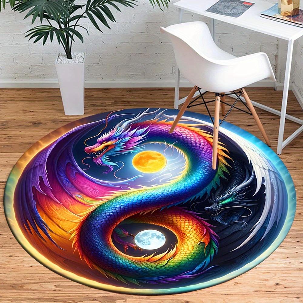 

1pc Retro 7473678984 Pattern Round Floor Mat, Non-slip for Living Room Bedroom Chair Carpets Home Decor Gifts, Home Decor Room Decor Outdoor 80cm by 80cm