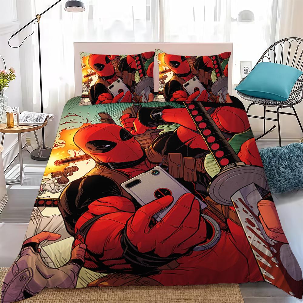 Funny D-Deadpool Duvet Cover Set Home Style Bedding Soft Laundry Cotton Bed 3 Piece Set Student Dormitory Gift
