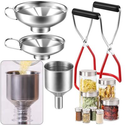 4Piece Stainless Steel Canning Funnel Set with Grip Handle Ideal for Preserving Jars and Bottles In Your Kitchen