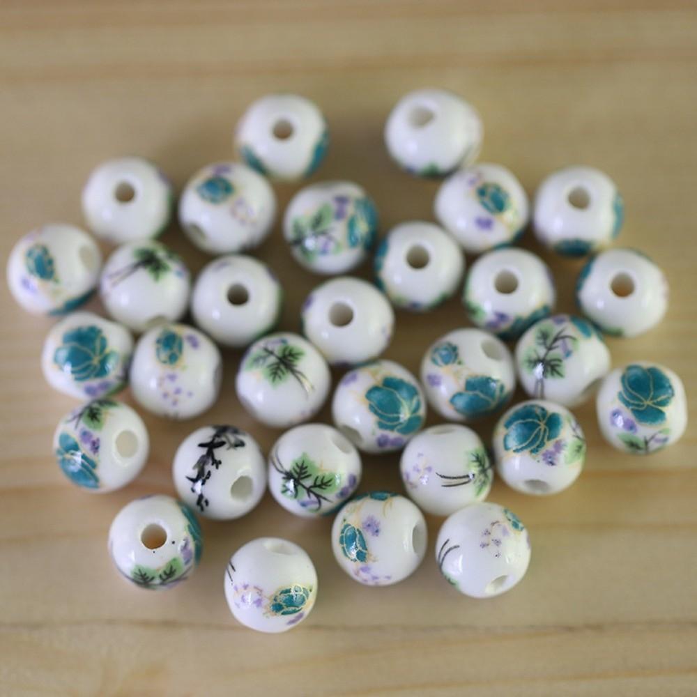 

30pcs/set Round DIY Ceramic Beads Creative Jewelry Making Loose Beads Hairpins Accessories Style P