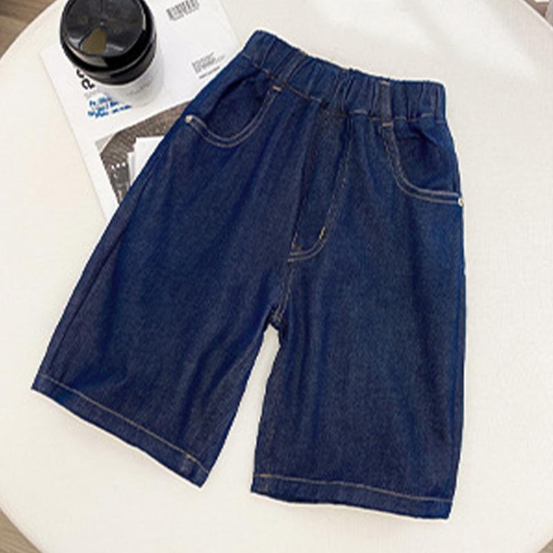 Summer Boys Casual Denim Shorts Fashion Solid Color Thin Loose Jeans Pants for 3-12 Years Kids Children Cotton Trousers