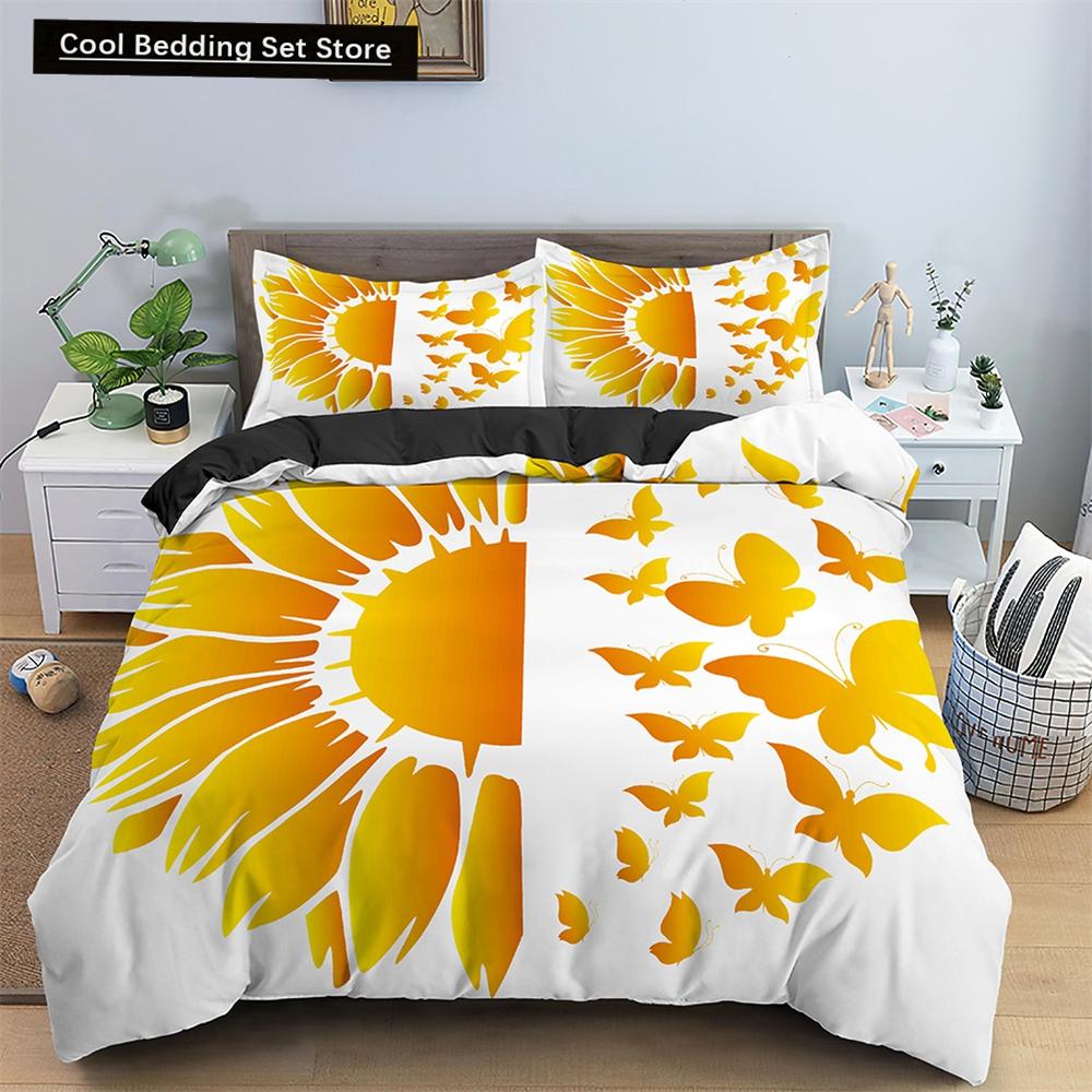 Watercolor Flowers King Queen Duvet Cover Colorful Blooming Floral Bedding Set for Teen Adult Plant 2/3pcs Polyester Quilt Cover