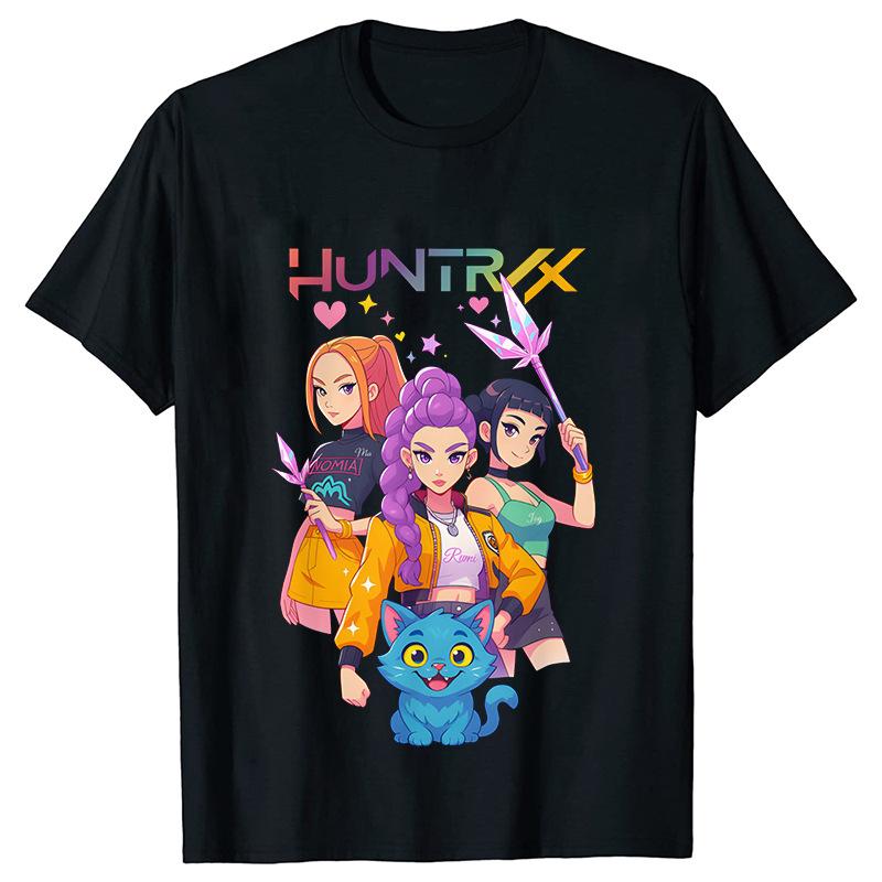 Kpop Demon Hunters Cartoon T-shirt for Chrildren  O-neck T-shirts 2025 Hot Movies Same Tshirts Fans Gifts Y2K High Street Tops