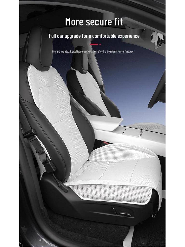 Nappa Leather Seat Protector Pad for Tesla Model Y (Refreshed Version) - Breathable, Ventilated Cushion