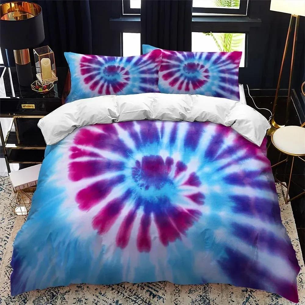 Color Tie Dyeing Double Bed Soft with Soft Fabric Duvet Cover Set Quen Calico Twin Sized Dimensions Warm Comforter Beding Set Single Complete Set