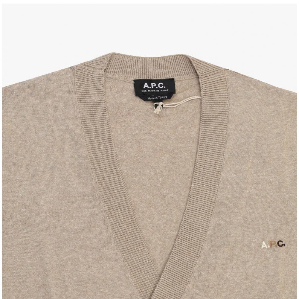 ApeSSe Coezj H22315 Pbc Heathered Beige Jamie Jamie Crepe V Neck Men S Cardigan