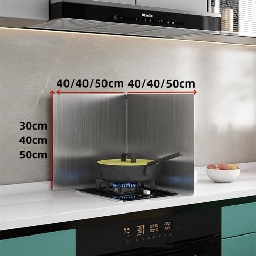 Brfveob Stainless Steel Oil Splash Guard for Gas Stoves, Easy To Clean, Foldable Stove Guard (Three-Sided (50*40*40cm))