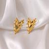 Vintage Geometric Heart Earrings For Women Gold Color Stainless Steel Love Irregular Earring Wedding Christmas Jewelry Gift