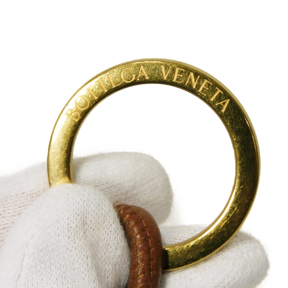 Used 11897 Triangle Key Ring 619100 V0050 2650 7950 Current Logo Ring Charm Intrecciato Brown Unisex from Japan