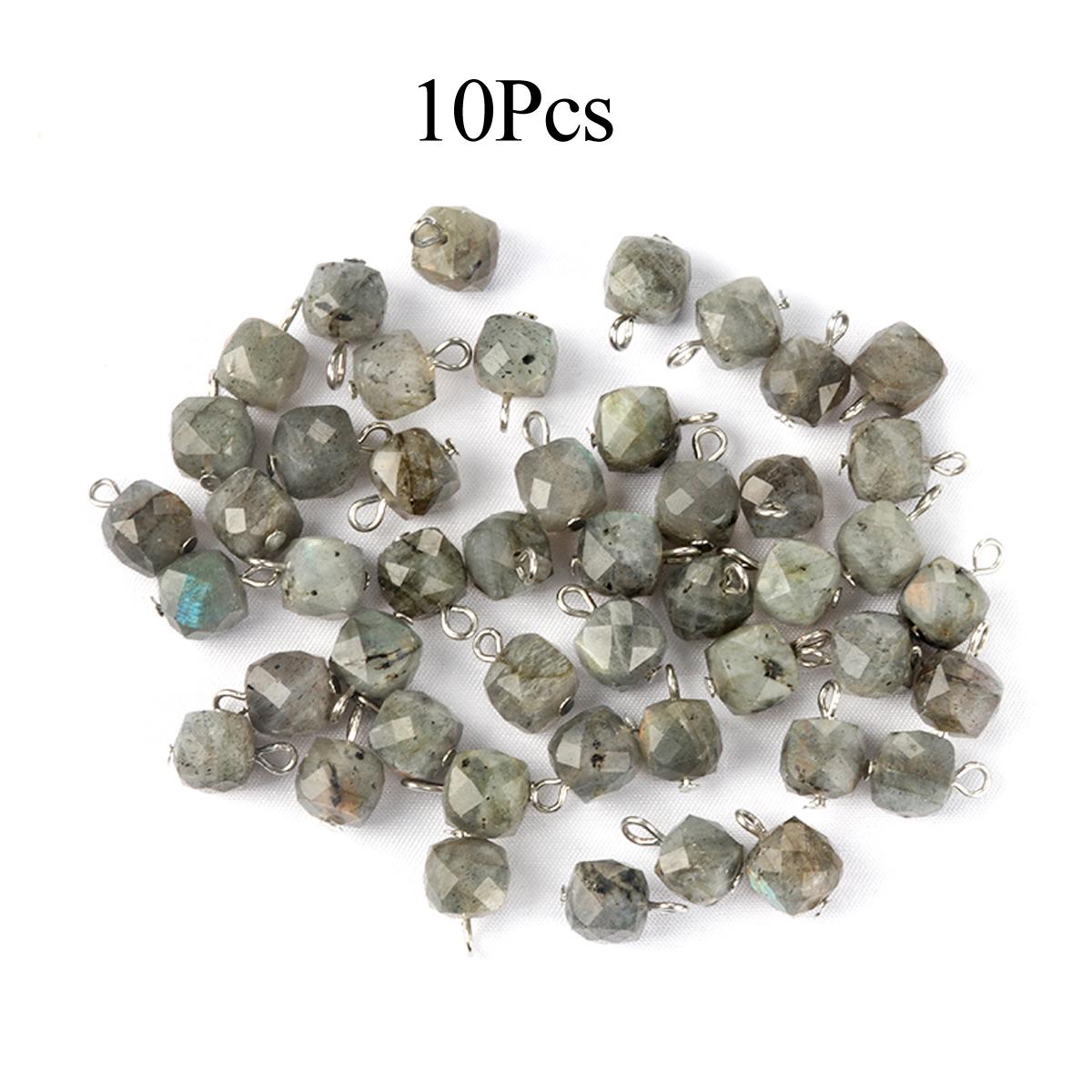 

1 шт./10 шт. Невеликий гранований кулон із натурального каменю, ручної роботи, квадратний кристал, кварц, лазурит, аметист, аквамарин, підвіски для виготовлення ювелірних виробів своїми руками 9 мм 9mm-10Pcs
