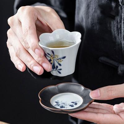 Geschirr Keramik Teetasse Untersetzer Hitzebeständige langlebige Isolierunterlage Kreativer Becherhalter in Blumenform
