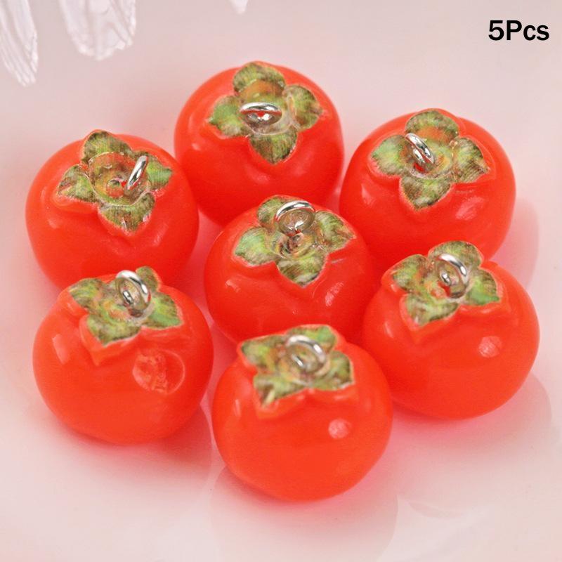 3D Simulated Fruit Resin Pendants 5Pcs Fun Fruit Charms for DIY Party Favors Earring Bracelet Jewelry Making Crafts