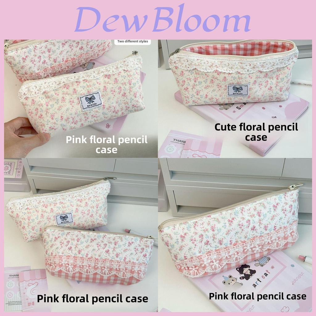 Canvas Floral Pen Case For Girls With Large Capacity And Cute Design For School And Office Use