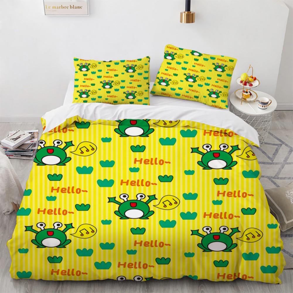 Lovely Green Frog Duvet Cover Set Baby Alpaca Bed Linen Horse Soft Bedding Set With Pillowcase For Girls Boys Gift Bedroom Decor
