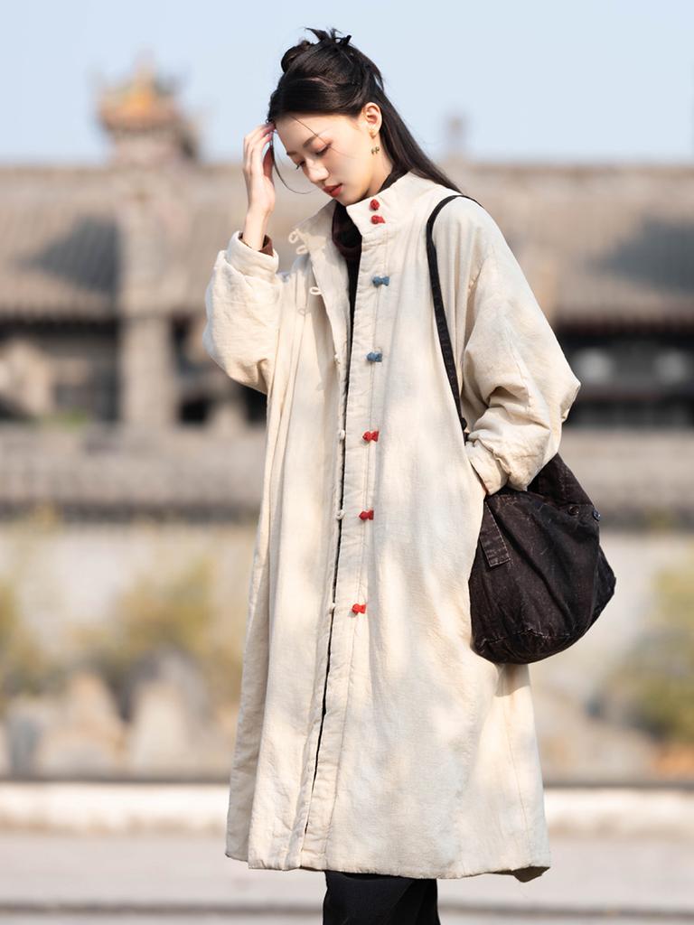 Johnature Frauen Chinesischen Stil Winter Parkas Einfarbig Taste Warme Mäntel Plus Baumwolle Frauen Vintage