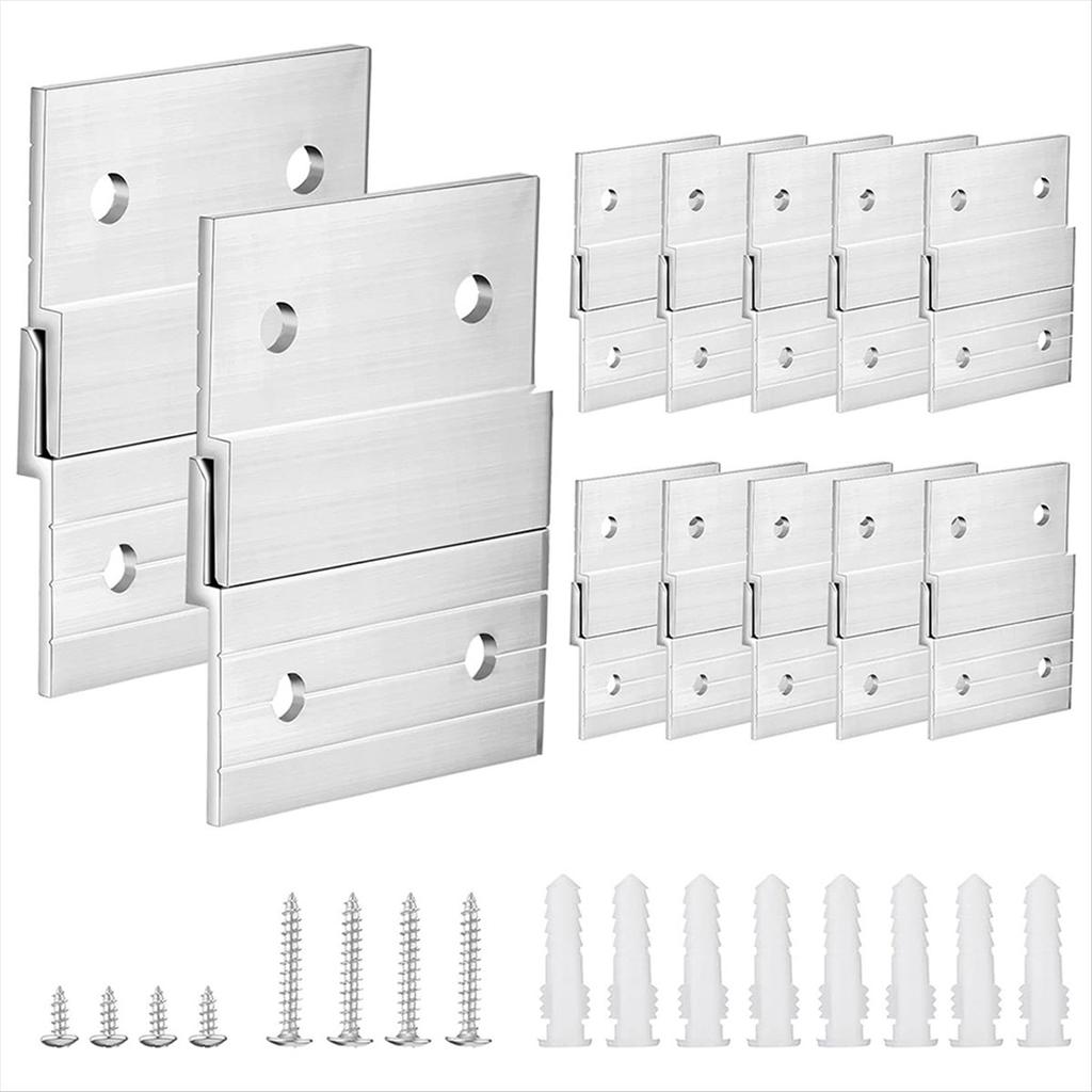 2025+ Hardware Kit for Hanging French Plywood Picture Hooks, Wall Bracket Hardware Kit Aluminum Z Bar Hangers 24 Pieces